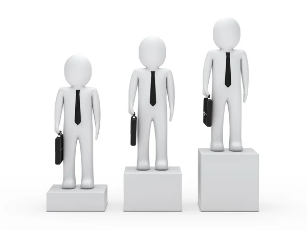 3 business man stand on a box — Stock Photo, Image