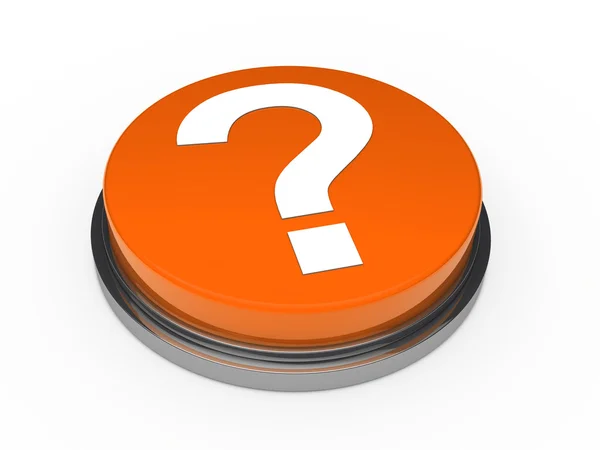 3d кнопка помаранчевий знак питання — стокове фото