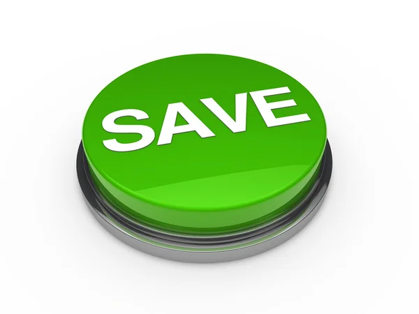 Button green chrome save — Stock Photo, Image