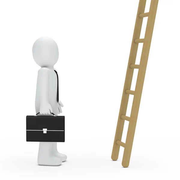 Mala de homem de negócios olhar para cima escada — Fotografia de Stock