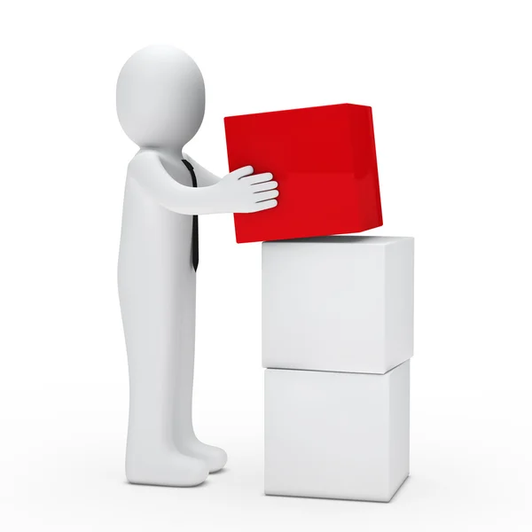 Man hold red cube — Stock Photo, Image