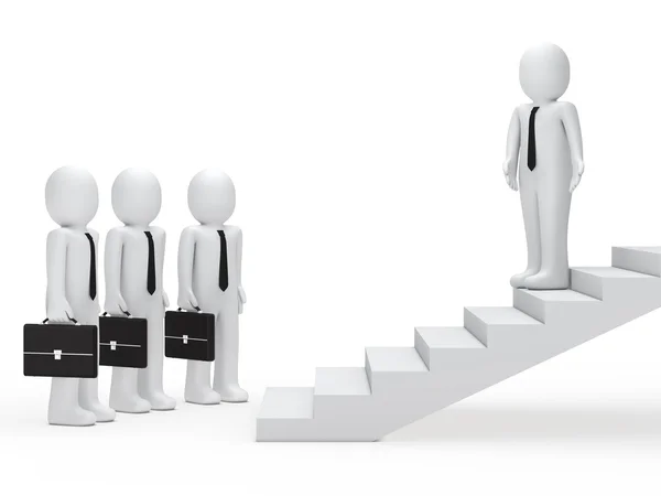 Leader show businessmen way on stairs — Stock Photo, Image