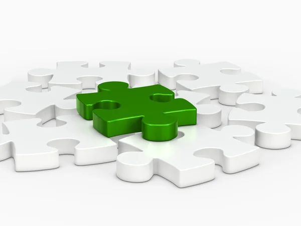 3d pezzo puzzle verde — Foto Stock