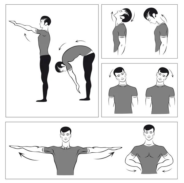 Векторный набор гимнастических упражнений — Stok Vektör