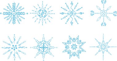 Vector set of blue snowflakes on a white background. clipart