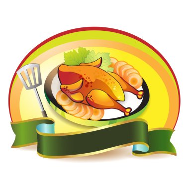 Plate with smoked chicken clipart