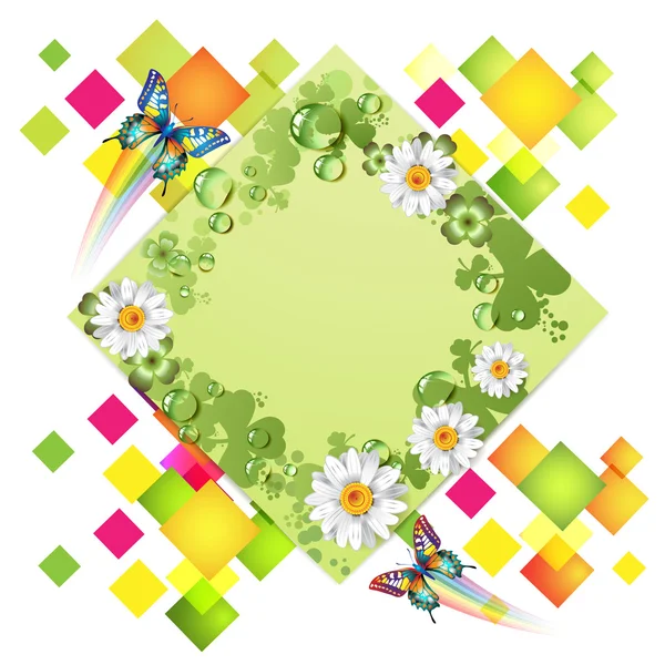 Yeşil renkli kelebekler ile — Stok Vektör