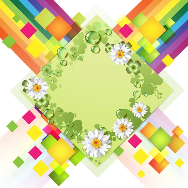 Green background with flowers — Stock Vector