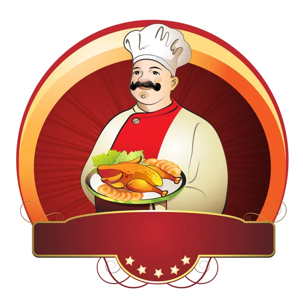 Chef com placa —  Vetores de Stock