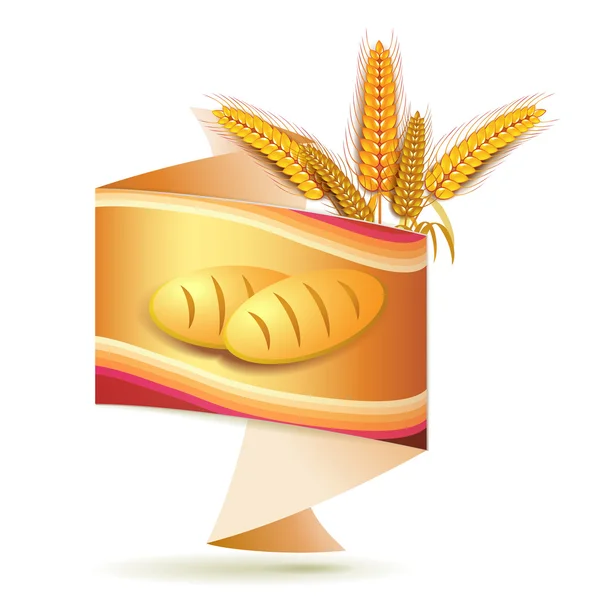 小麦的耳朵和面包 — 图库矢量图片