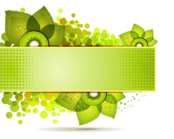 Banner verde com fatias de kiwi — Vetor de Stock