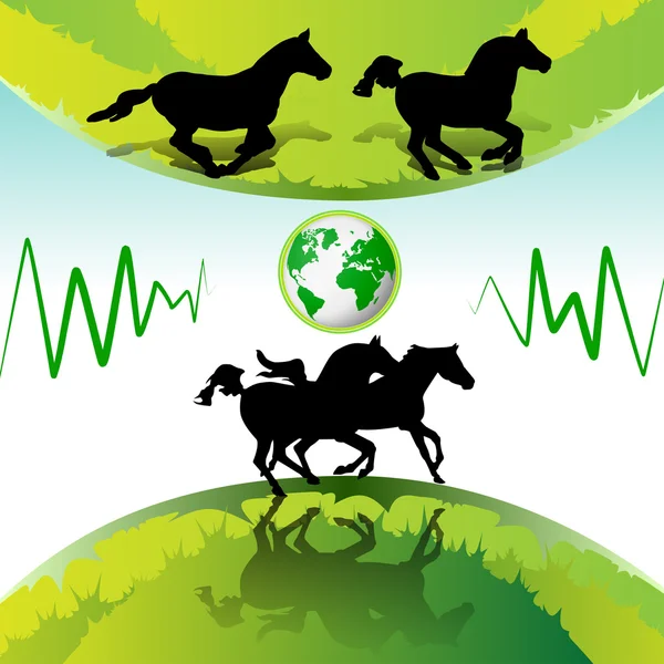 Konie biegowe — Wektor stockowy