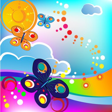 Butterflies and clouds clipart