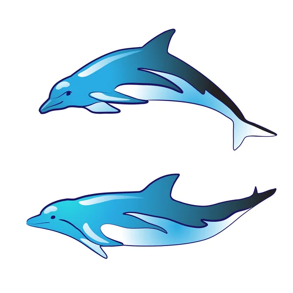 Siluetas de delfines — Vector de stock