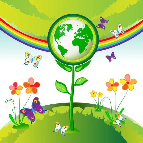 エコ地球の花 — ストックベクタ
