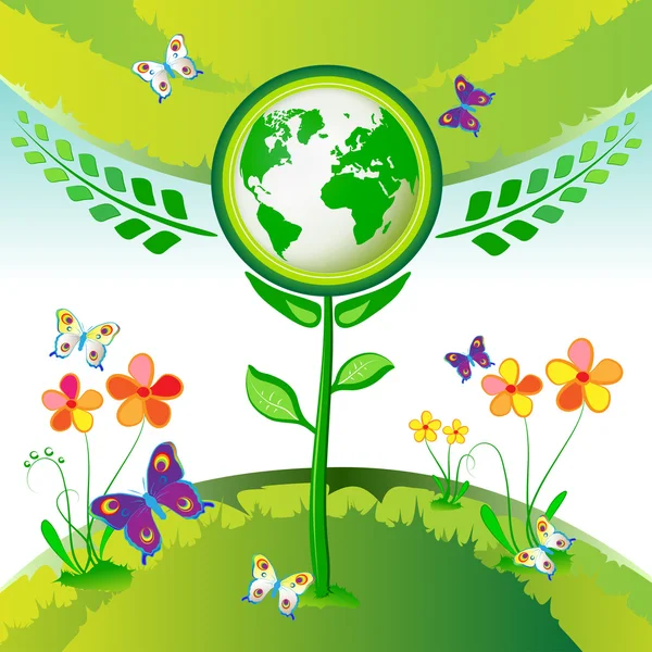 Eco zemi květiny — Stockový vektor
