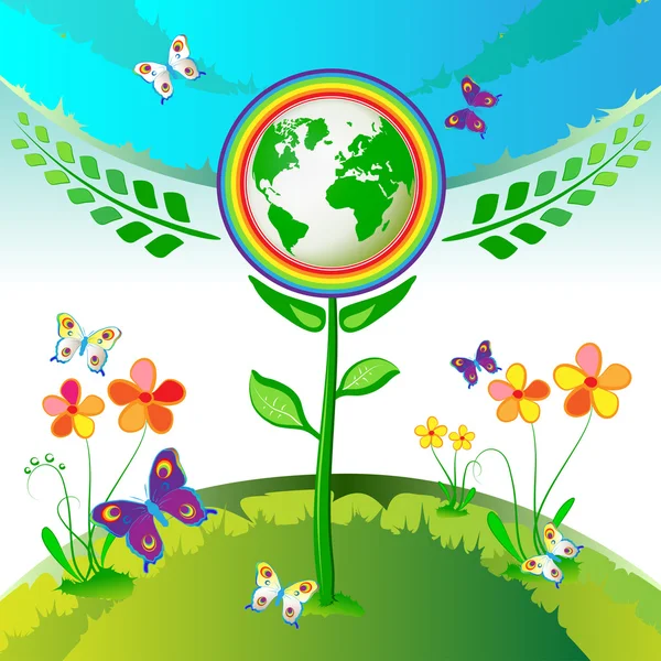 生态地球鲜花 — 图库矢量图片