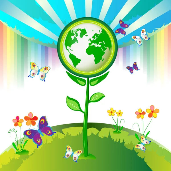 Eco jorden blommor — Stock vektor