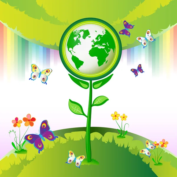 エコ地球の花 — ストックベクタ