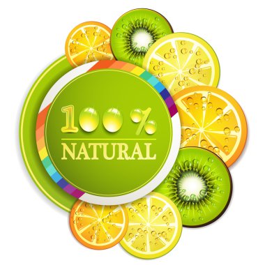 Slice of orange, kiwi, and lemon clipart