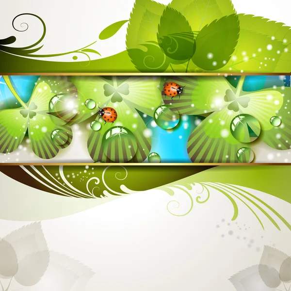 Grüner Hintergrund mit Klee — Stockvektor