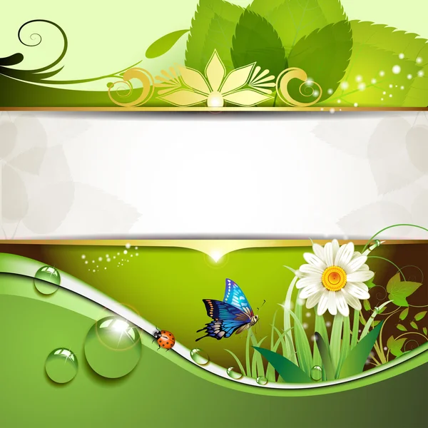 Zelené pozadí s daisy — Stockový vektor