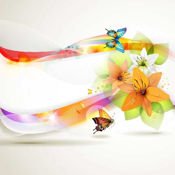 蝴蝶与花朵背景 — 图库矢量图片