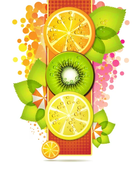 Banner med frukt skivor — Stock vektor