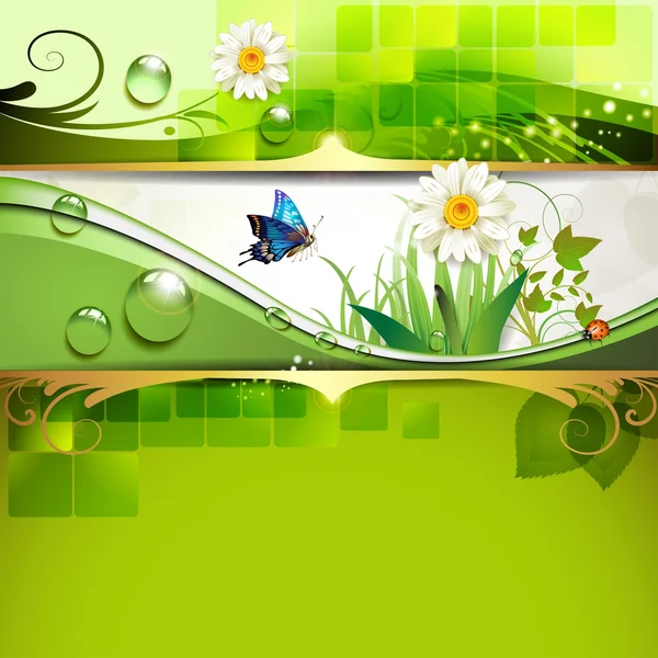 Зеленый фон с маргариткой — стоковый вектор