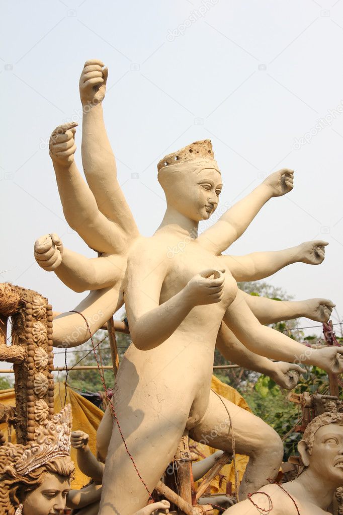 Durga sculpture making