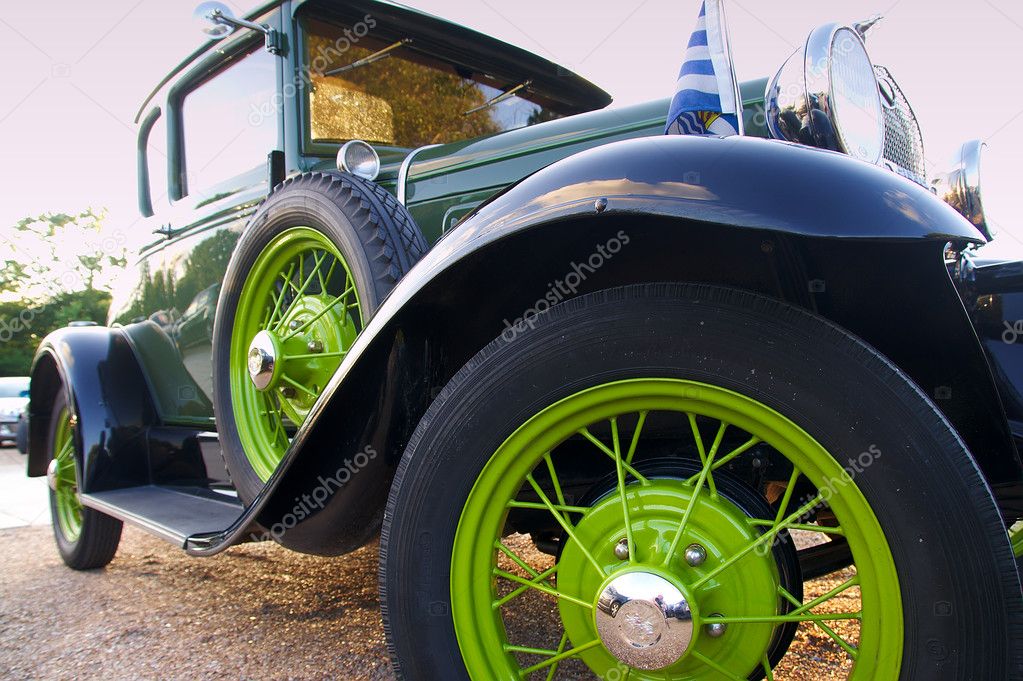 Green classic car