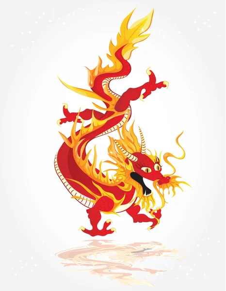 Chines dragón rojo — Vector de stock
