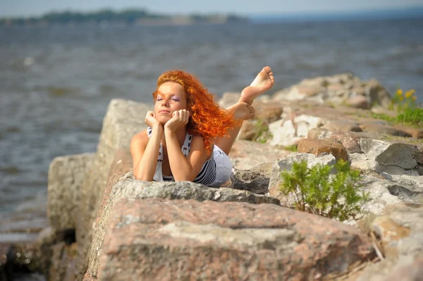 Red haired sailor girl — Stock Photo, Image