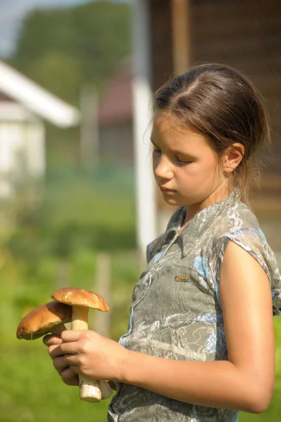 The girl with ceps The girl with ceps — Stock Photo, Image