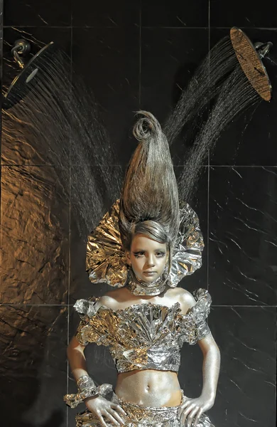 Girl in silver — Stock Photo, Image