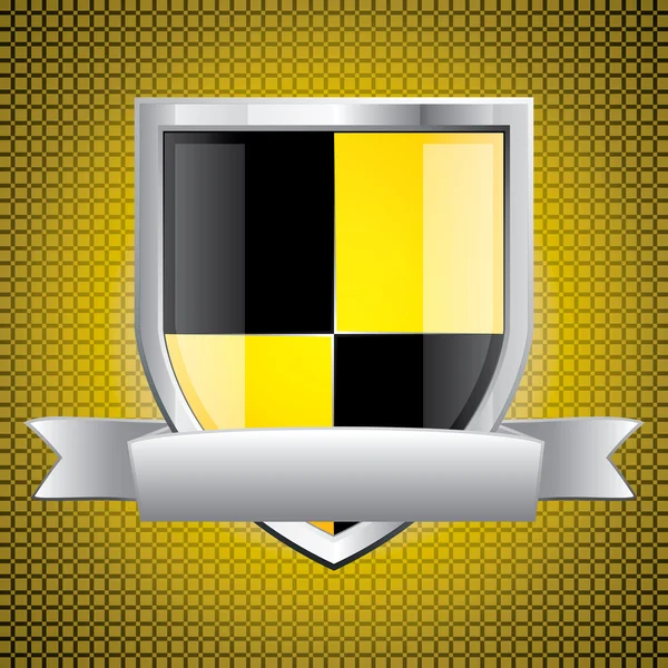 Escudo preto e amarelo brilhante — Vetor de Stock