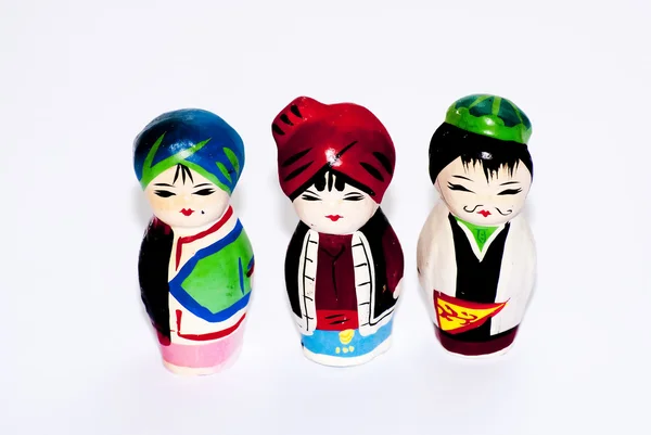 3 pax tři osoby tradiční kostým roztomilé panenky — Stock fotografie