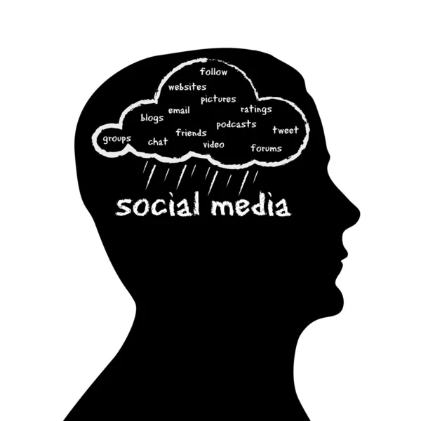 Σιλουέτα κεφάλι - κοινωνικών μέσων μαζικής ενημέρωσης — Φωτογραφία Αρχείου