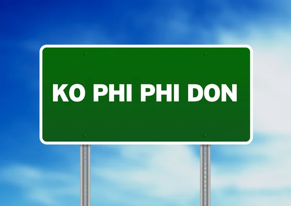 Зелений дорожній знак - Ko Phi Phi Don, Таїланд — стокове фото