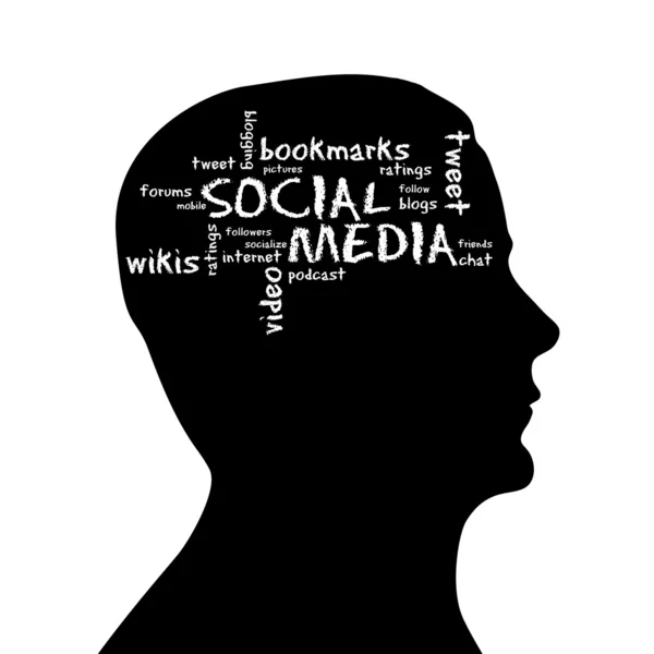 Silhouette head - szociális média — Stock Fotó