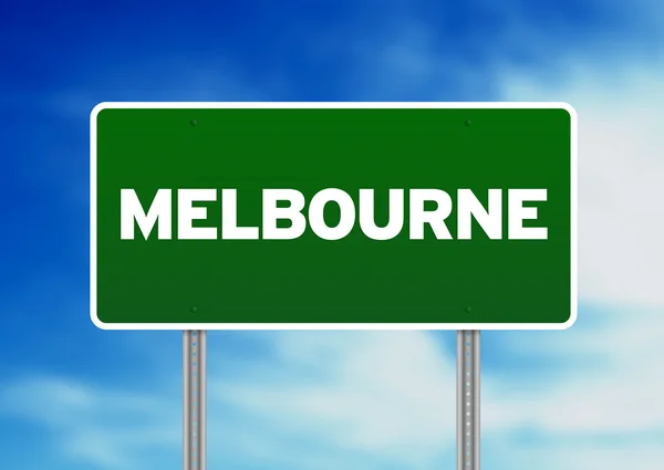 Zielony znak drogowy - melbourne, australia — Zdjęcie stockowe