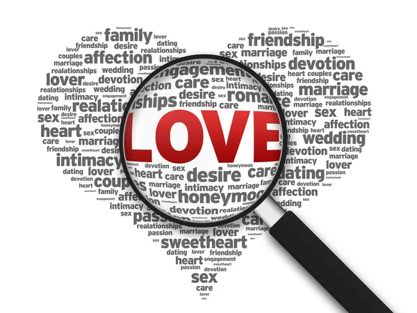 Magnifying Glass - Love — Stock Photo, Image