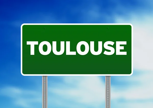 Zielony znak drogowy - Tuluza, Francja — Zdjęcie stockowe