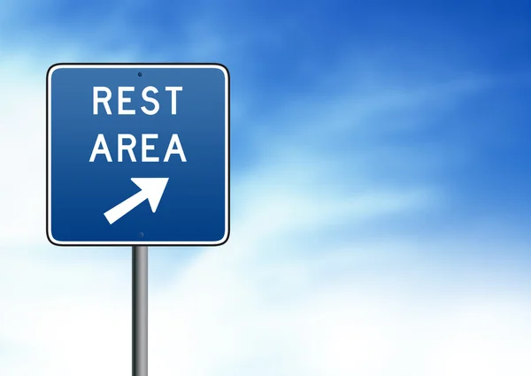 Znak drogowy niebieski odpoczynku — Zdjęcie stockowe