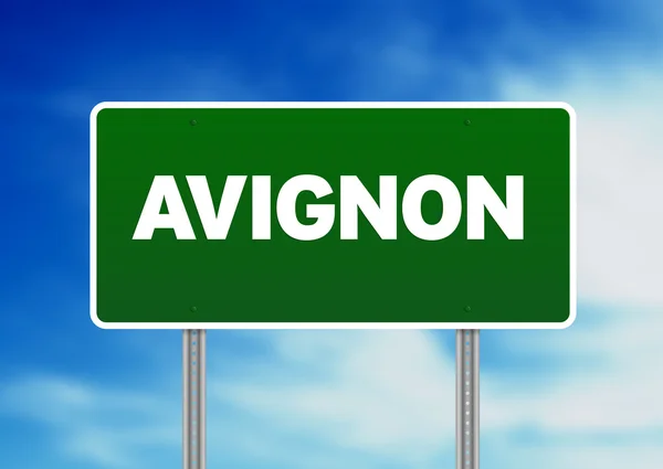 法国阿维尼翁，绿色道路标志 — 图库照片