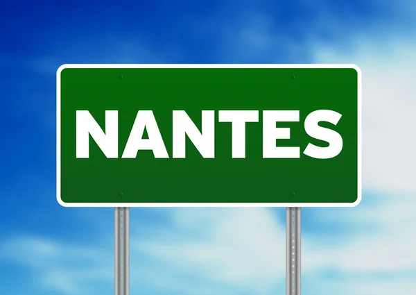 Green Road Sign - Nantes, France — Stock Photo, Image