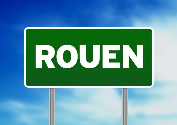 Zielony znak drogowy - rouen, Francja — Zdjęcie stockowe