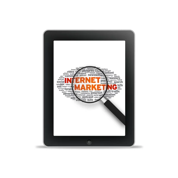 Tablet pc-Internetmarknadsföring — Stockfoto
