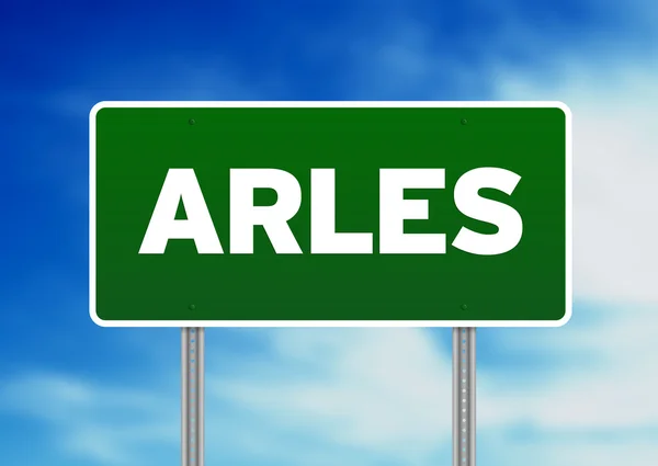 Zielony znak drogowy - arles, Francja — Zdjęcie stockowe