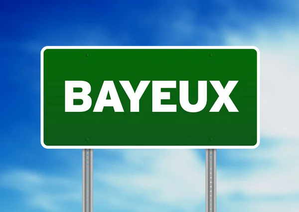 Gröna vägskylt - bayeux, Frankrike — Stockfoto